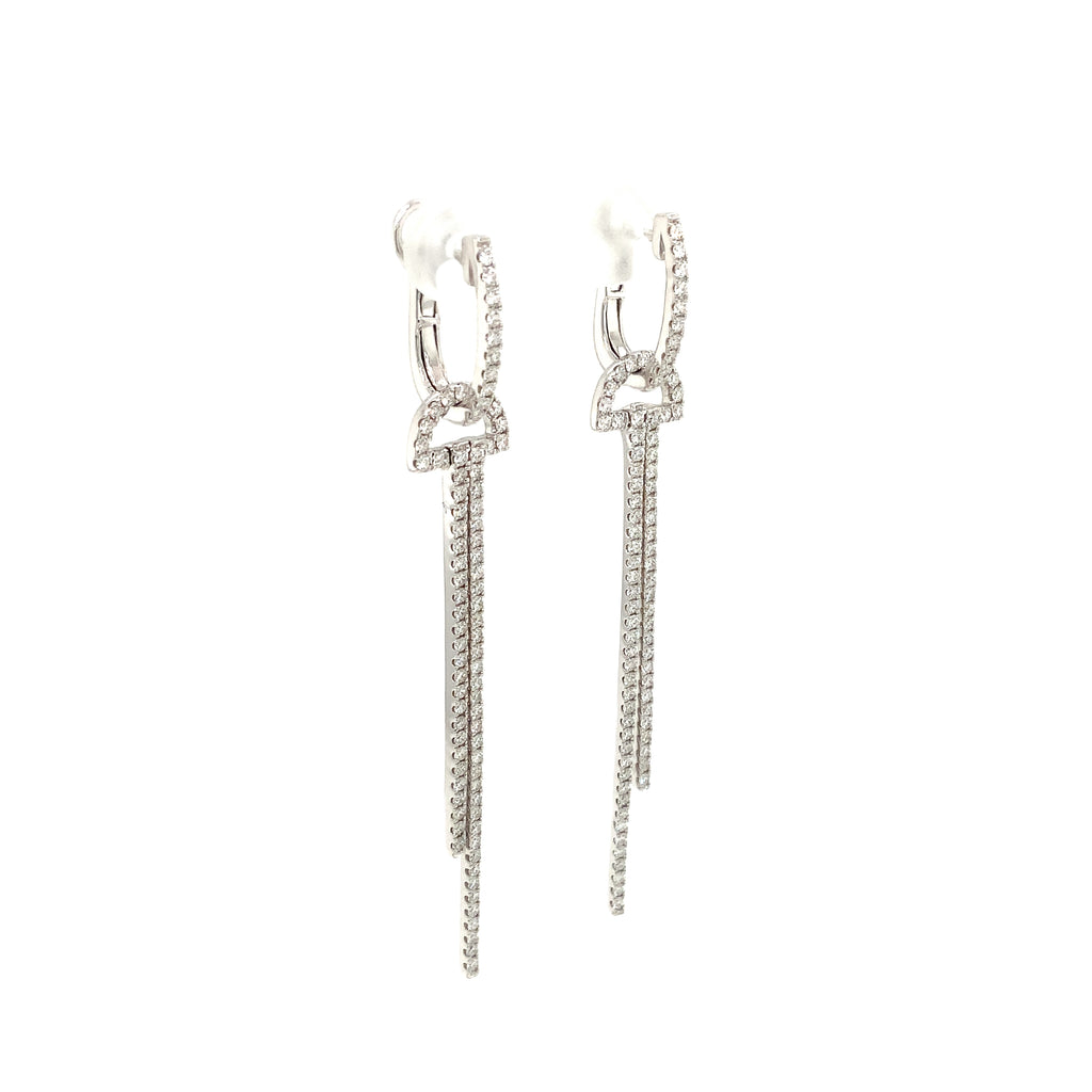 Afarin Collection Dramatic Arte Deco inspired Diamond Drop Earring fashioned in 18K White Gold. - Image 7 of 8