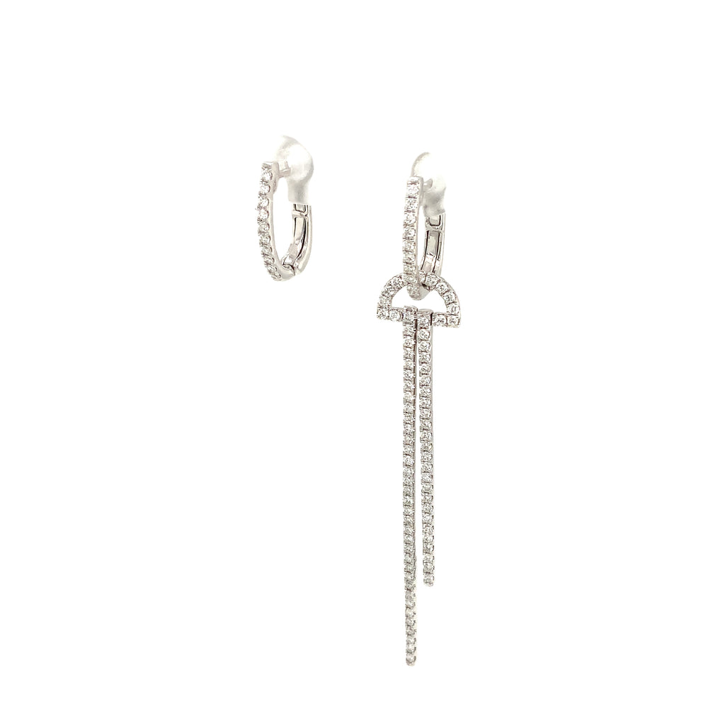 Afarin Collection Dramatic Arte Deco inspired Diamond Drop Earring fashioned in 18K White Gold. - Image 8 of 8