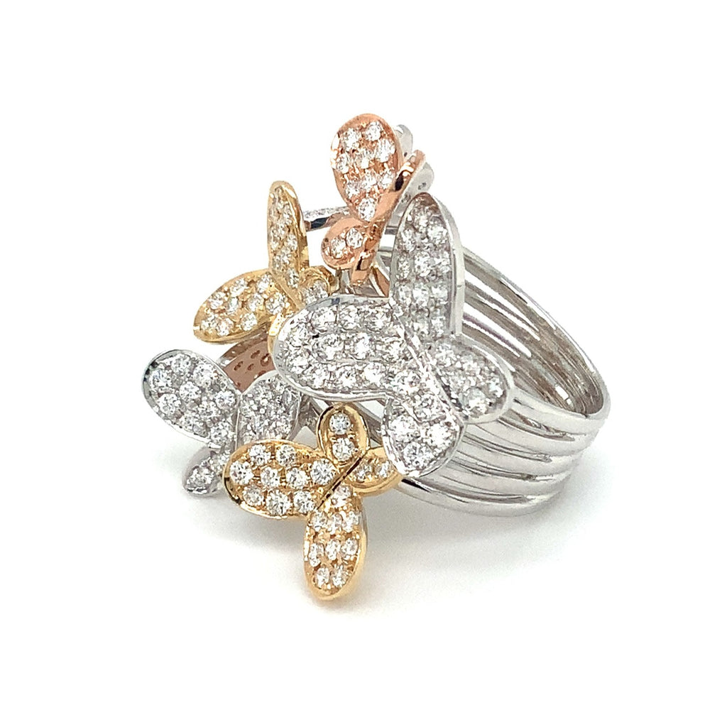 Afarin Collection Butterfly Diamond Right Hand Ring set in 18K Tri color Gold - Image 7 of 8