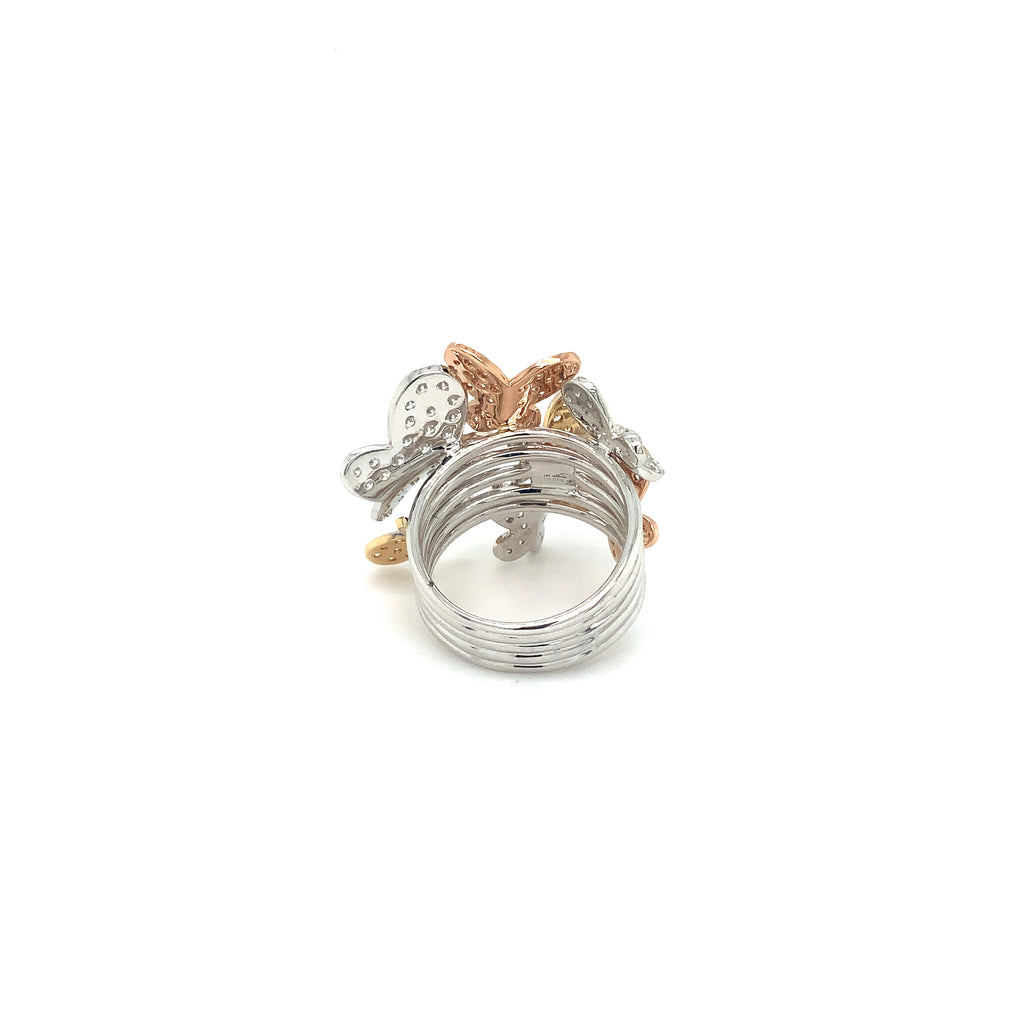 Afarin Collection Butterfly Diamond Right Hand Ring set in 18K Tri color Gold - Image 8 of 8