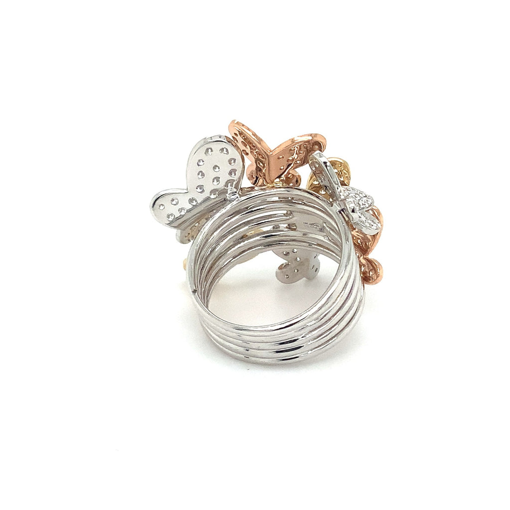 Afarin Collection Butterfly Diamond Right Hand Ring set in 18K Tri color Gold - Image 5 of 8