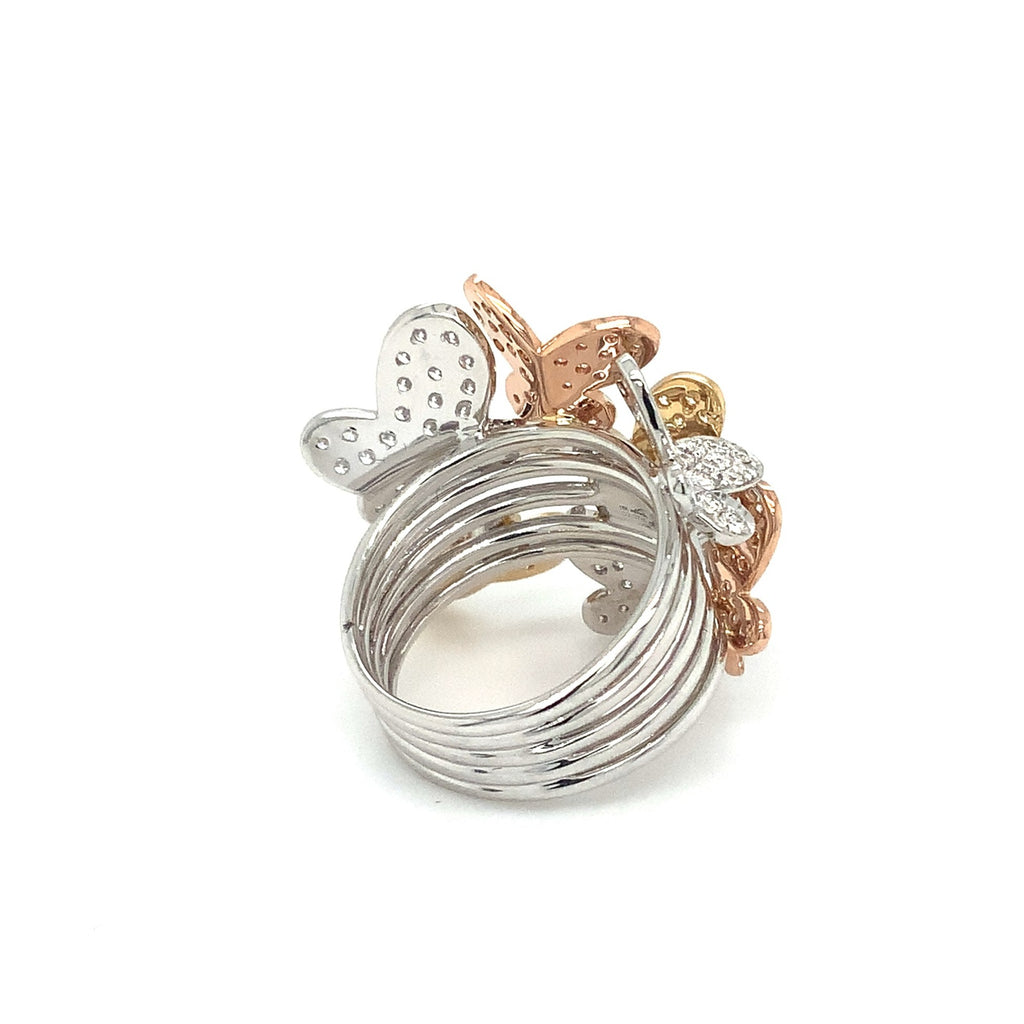 Afarin Collection Butterfly Diamond Right Hand Ring set in 18K Tri color Gold - Image 4 of 8