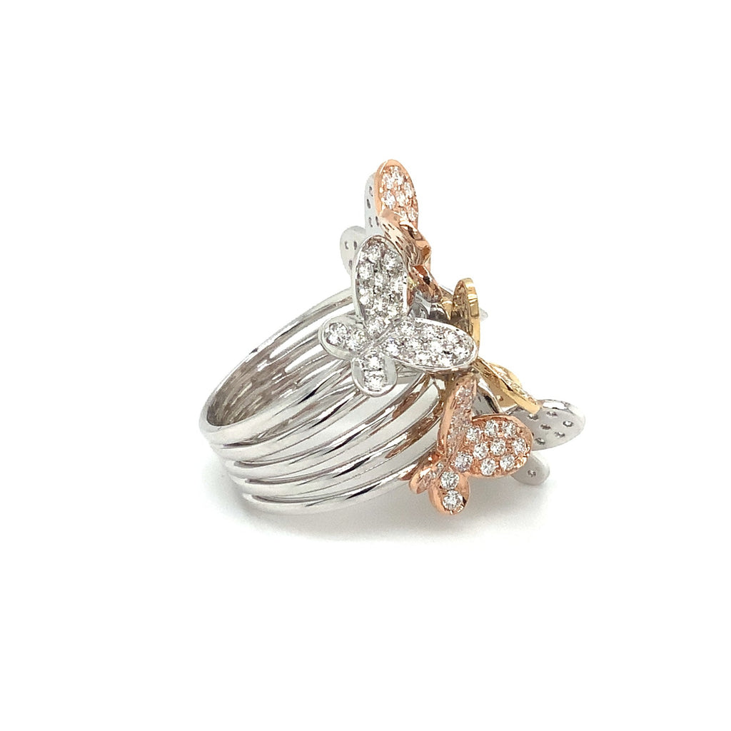 Afarin Collection Butterfly Diamond Right Hand Ring set in 18K Tri color Gold - Image 3 of 8