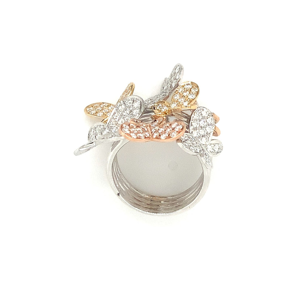 Afarin Collection Butterfly Diamond Right Hand Ring set in 18K Tri color Gold - Image 2 of 8