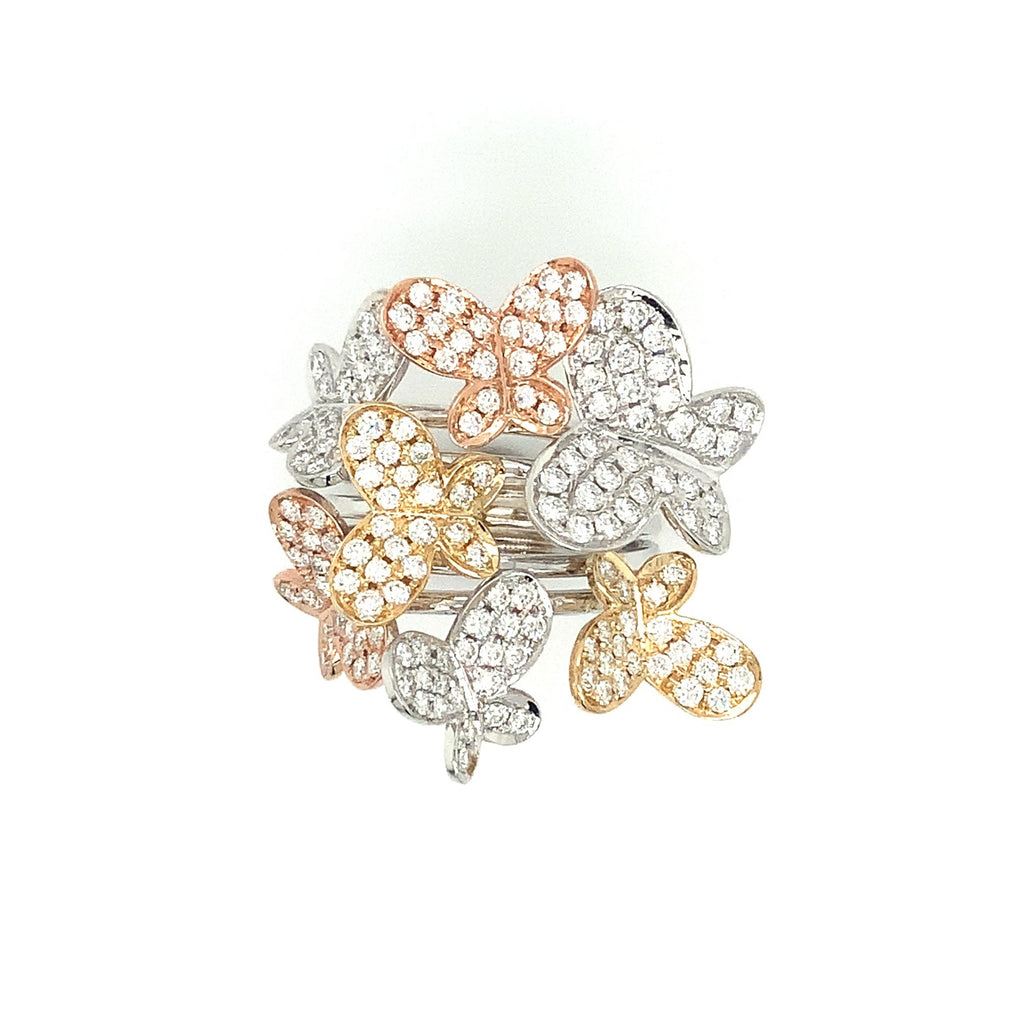 Afarin Collection Butterfly Diamond Right Hand Ring set in 18K Tri color Gold - Image 6 of 8