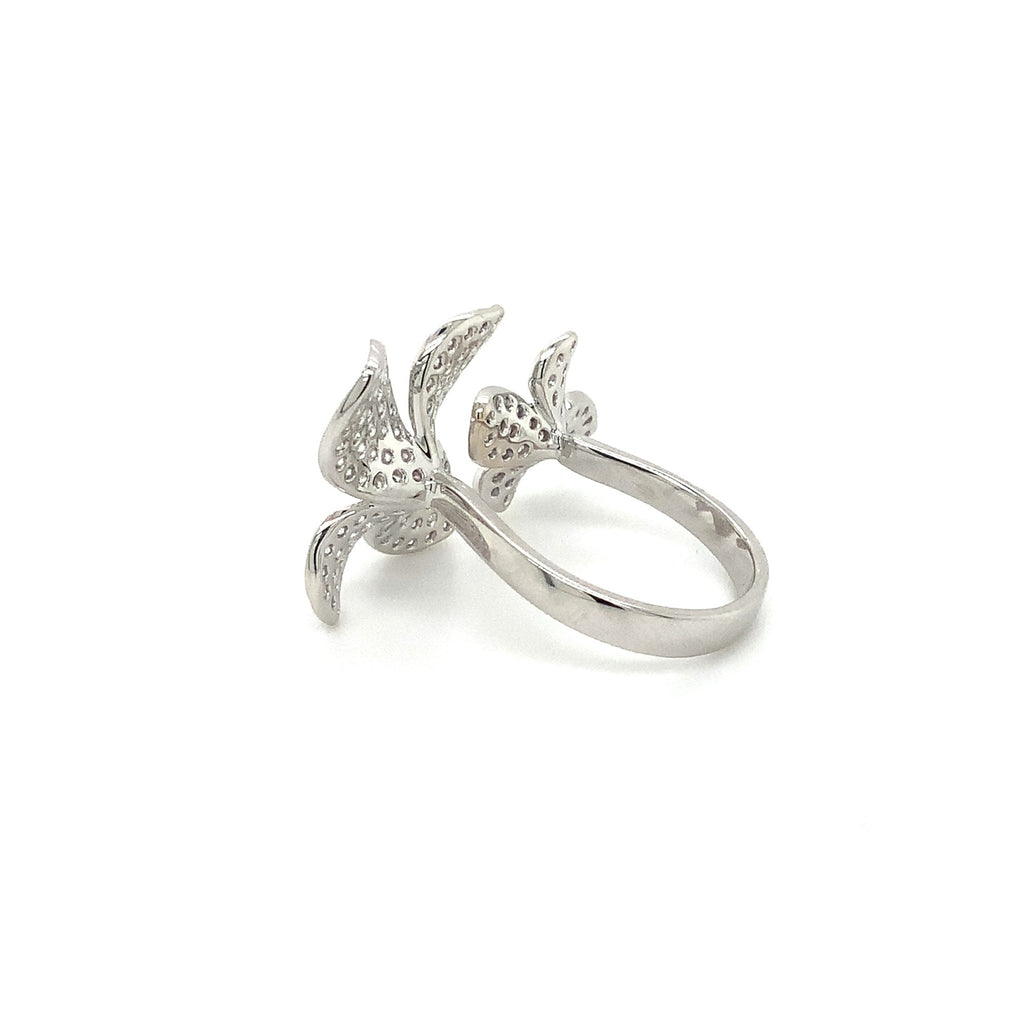 Afarin Collection Pavé Diamond Flower Ring in 18 Karat White Gold - Image 9 of 10