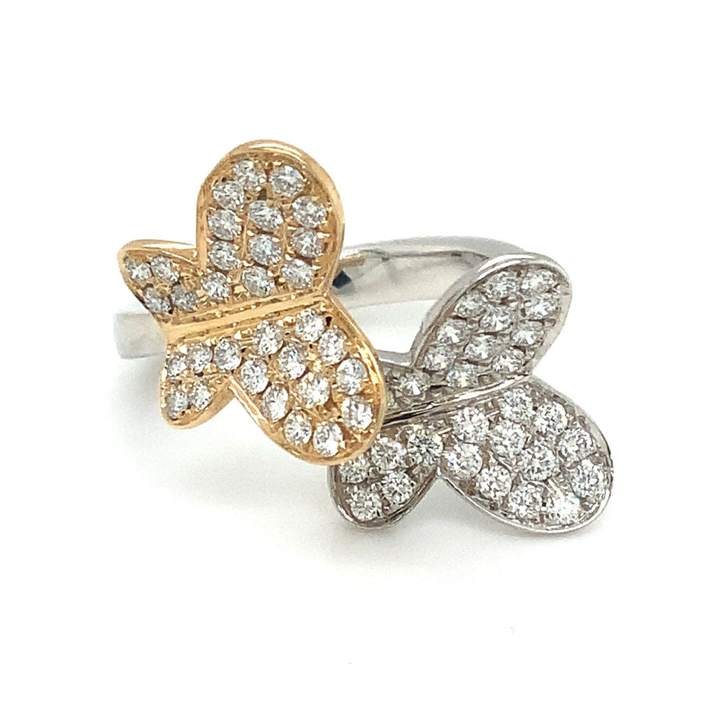 Afarin Collection Butterfly Diamond Right Hand Ring set in 18K White and Yellow Gold - Image 1 of 13