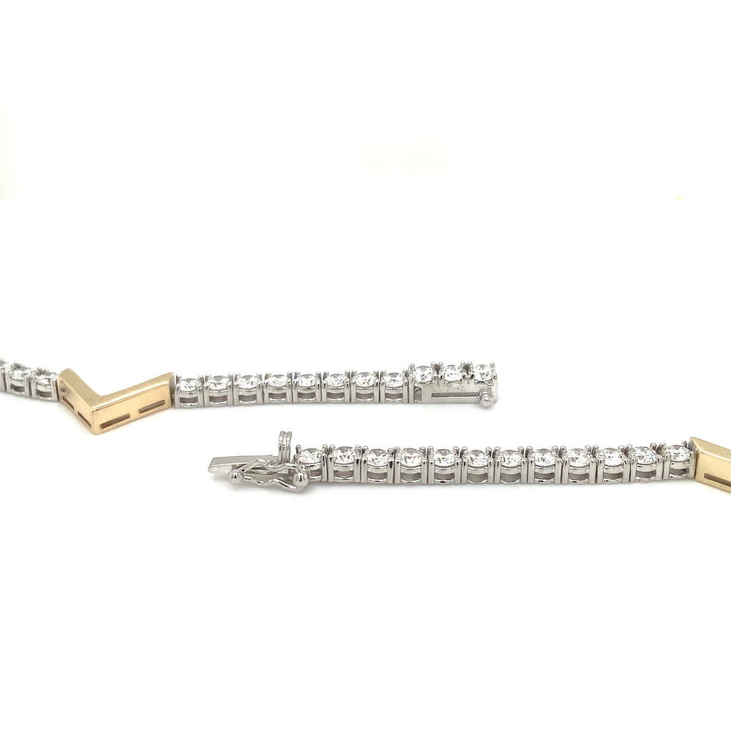 Lab Grown Diamond Necklace is set in 14K White Gold with  "V" shaped Yellow Gold accents - Image 2 of 4
