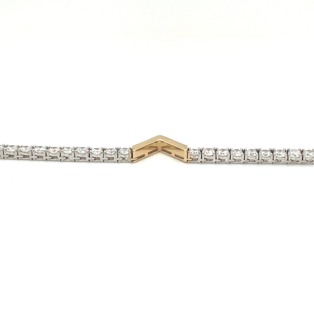 Lab Grown Diamond Necklace is set in 14K White Gold with  "V" shaped Yellow Gold accents - Image 3 of 4