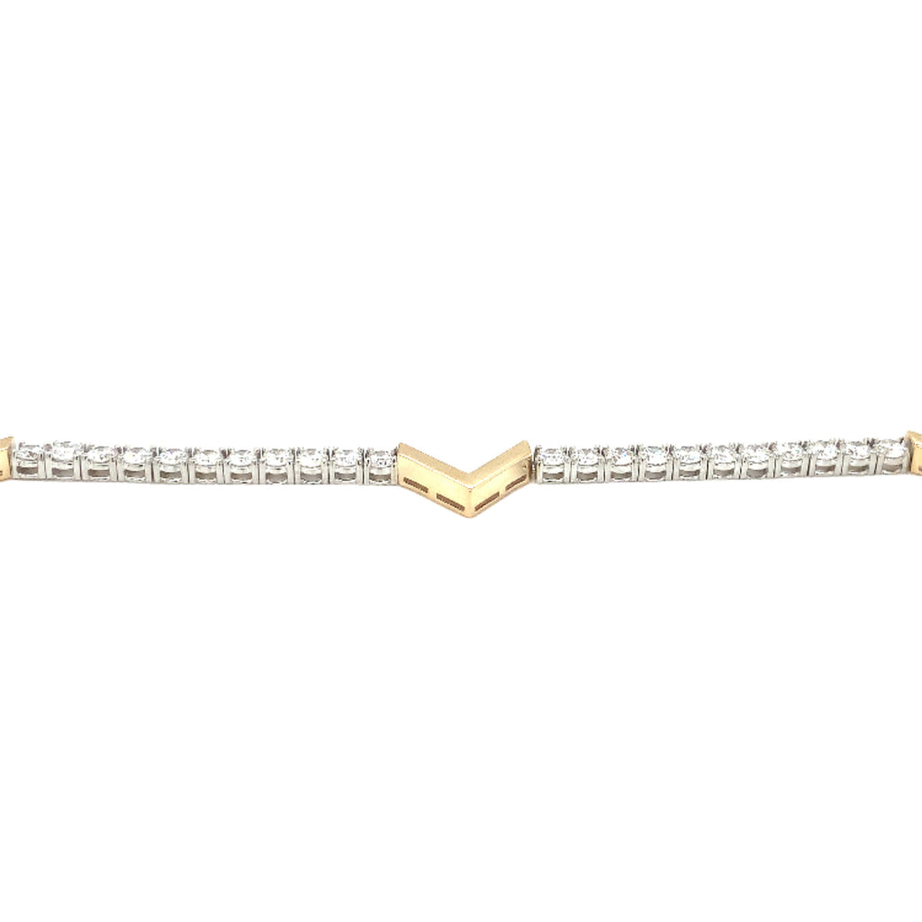 Lab Grown Diamond Necklace is set in 14K White Gold with  "V" shaped Yellow Gold accents - Image 4 of 4