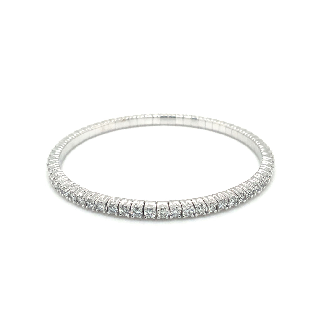 A Link Collection Classic Stretchy Diamond Bracelet 3.35ct Set in 18K White Gold - Image 5 of 6