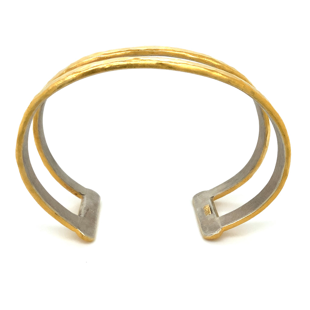 Lika Behar Stockholm Two Tier Open Cuff Bracelet 24K Fusion Gold and Sterling Silver - Image 3 of 9