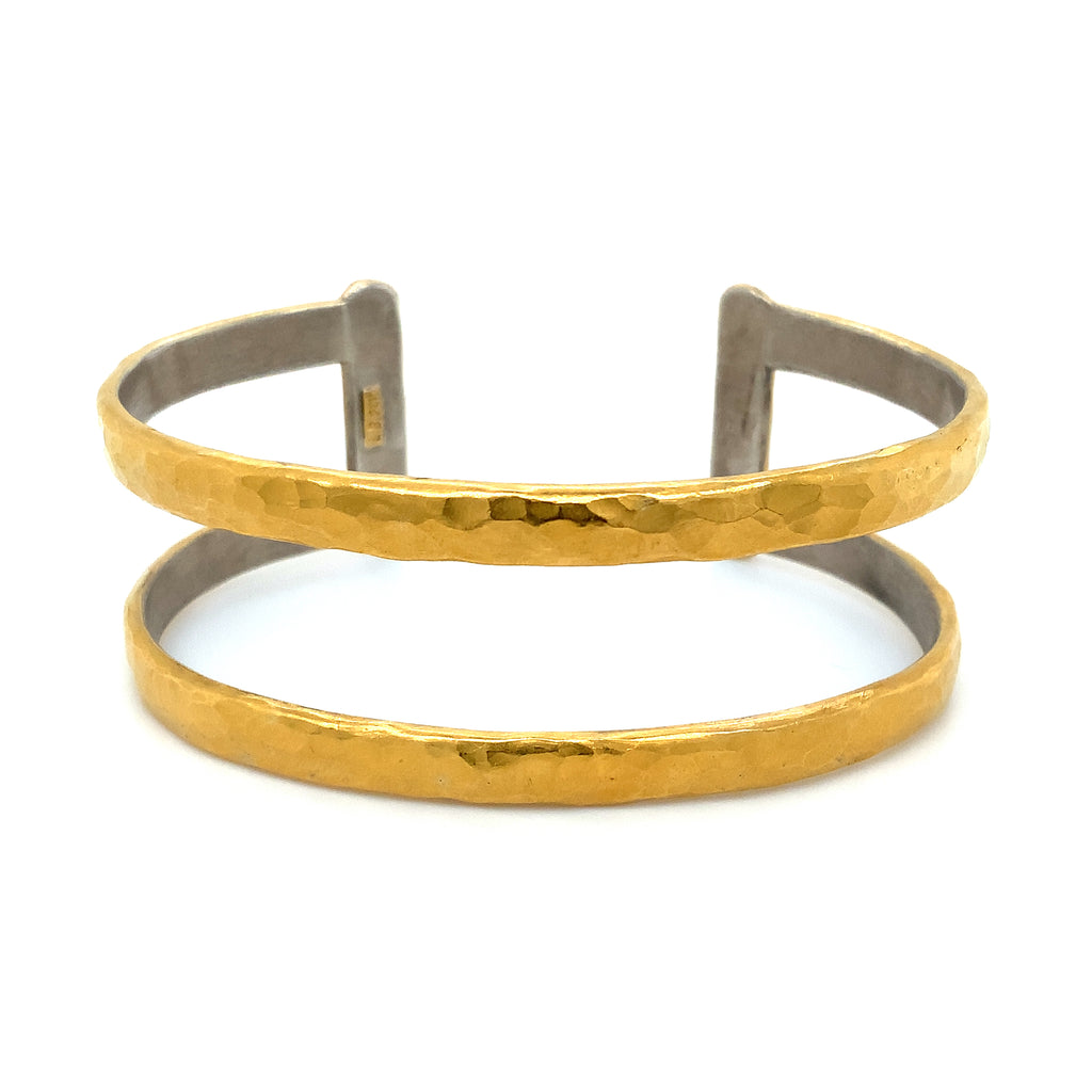 Lika Behar Stockholm Two Tier Open Cuff Bracelet 24K Fusion Gold and Sterling Silver - Image 6 of 9
