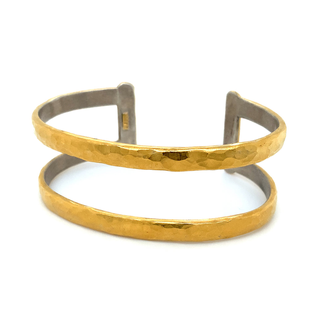 Lika Behar Stockholm Two Tier Open Cuff Bracelet 24K Fusion Gold and Sterling Silver - Image 7 of 9