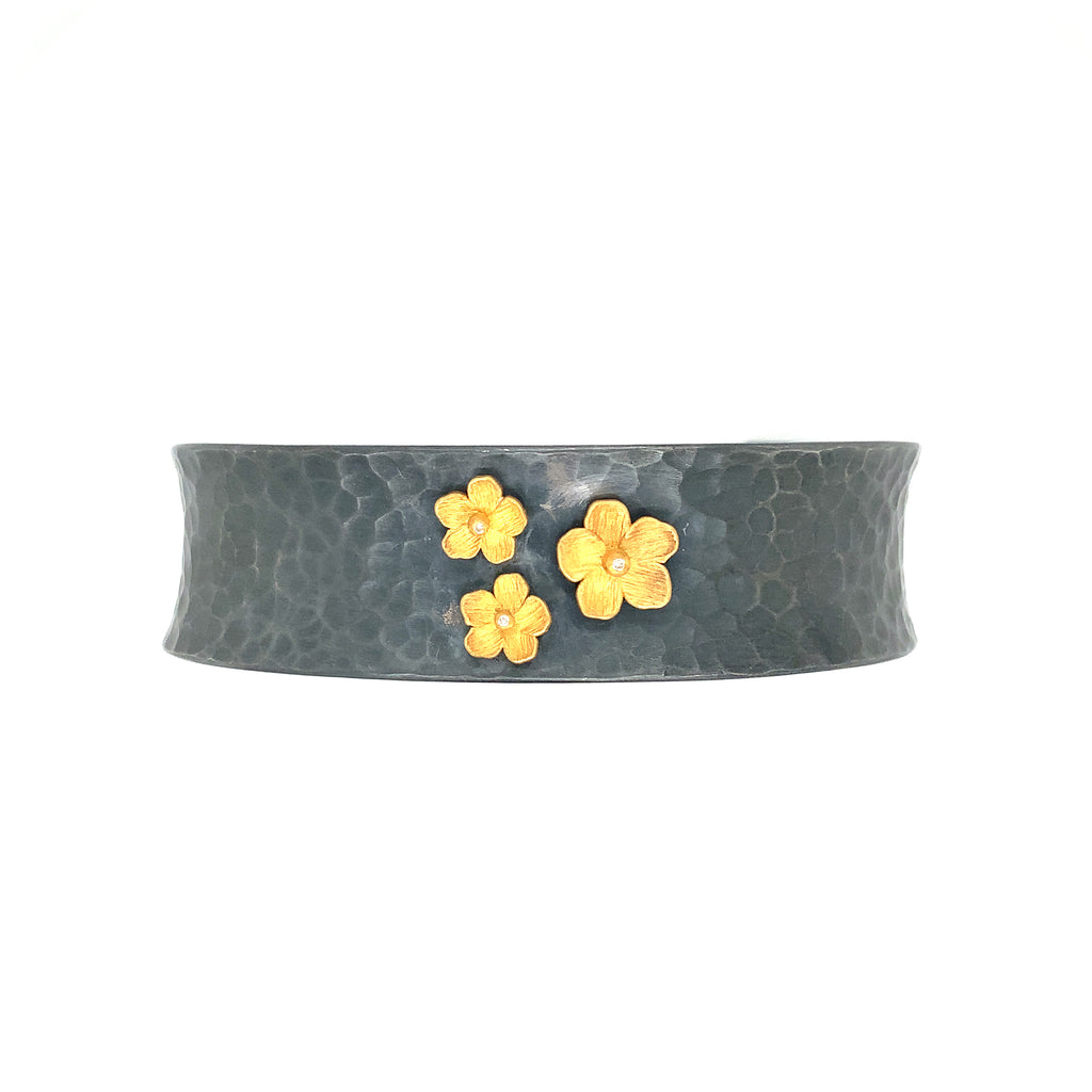 Lika Behar Yin and Yang Collection Open Cuff Bracelet in 22k Gold and Oxidized Sterling Silver - Image 2 of 8