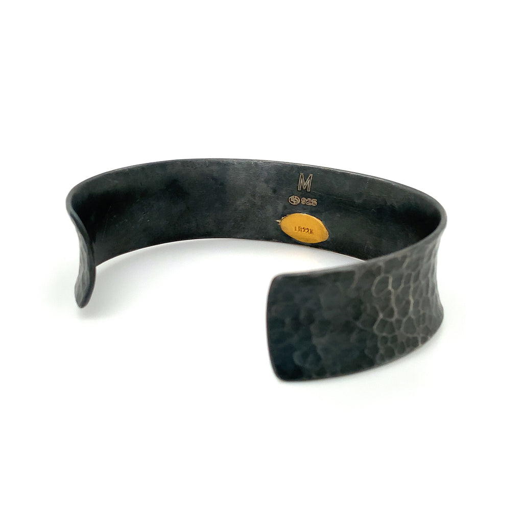 Lika Behar Yin and Yang Collection Open Cuff Bracelet in 22k Gold and Oxidized Sterling Silver - Image 6 of 8