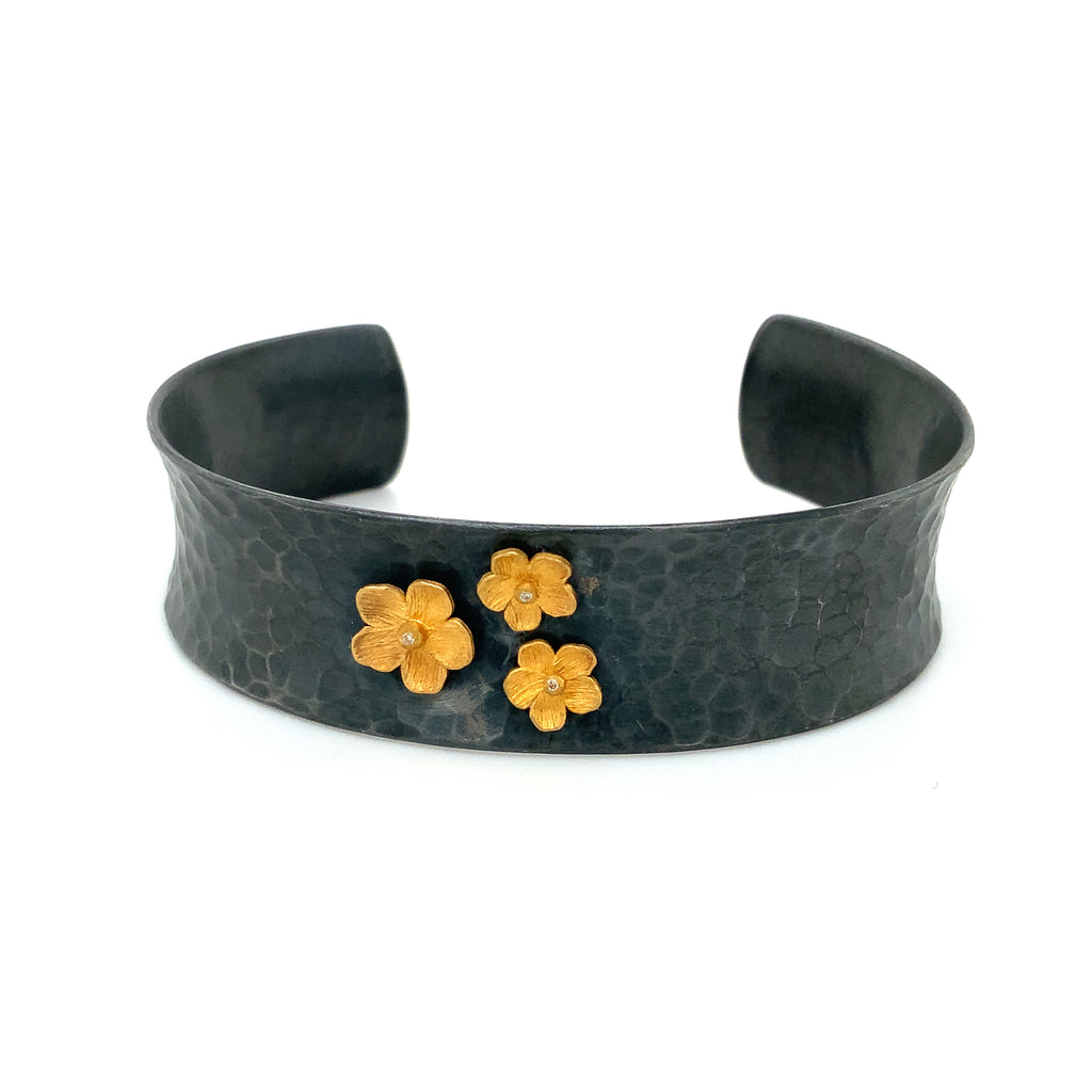 Lika Behar Yin and Yang Collection Open Cuff Bracelet in 22k Gold and Oxidized Sterling Silver - Image 8 of 8
