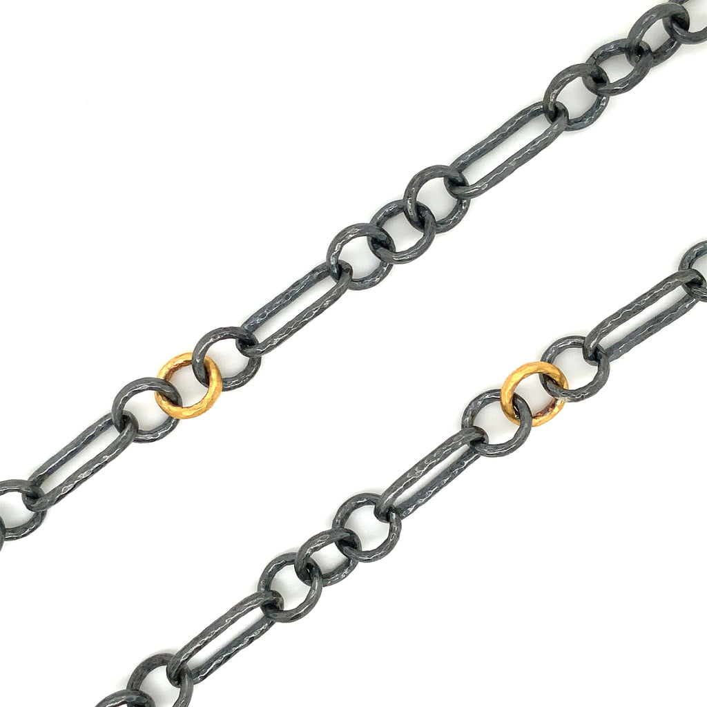Lika Behar Chain Game CASEY Collections 33" Oxidized Silver and 24K Gold Necklace with Toggle Clasp - Image 3 of 6
