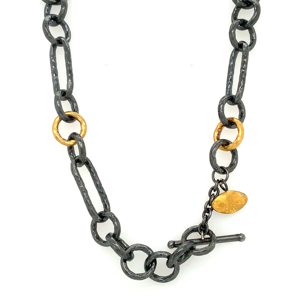 Lika Behar Chain Game CASEY Collections 33" Oxidized Silver and 24K Gold Necklace with Toggle Clasp - Image 4 of 6