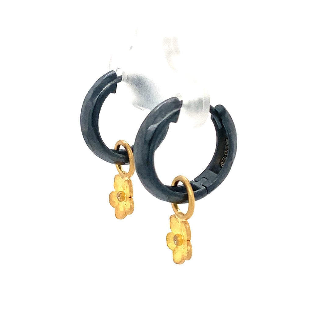 Lika Behar Savor Silver DIANA Collection Semi Chunky Starter Hoops in Oxidized Sterling Silver - Image 3 of 12