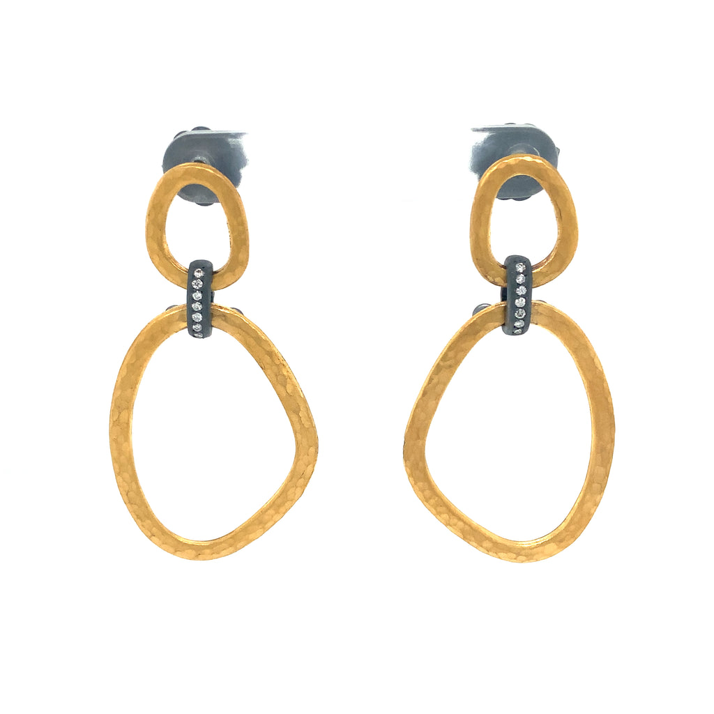 Lika Behar Yin and Yang Collection Reflections Earrings with Diamond set in 24K Fusion and Oxidized Silver - Image 2 of 7
