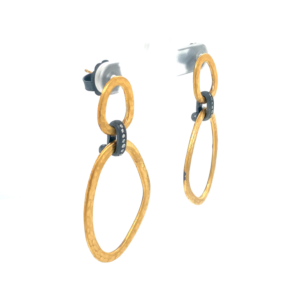 Lika Behar Yin and Yang Collection Reflections Earrings with Diamond set in 24K Fusion and Oxidized Silver - Image 7 of 7