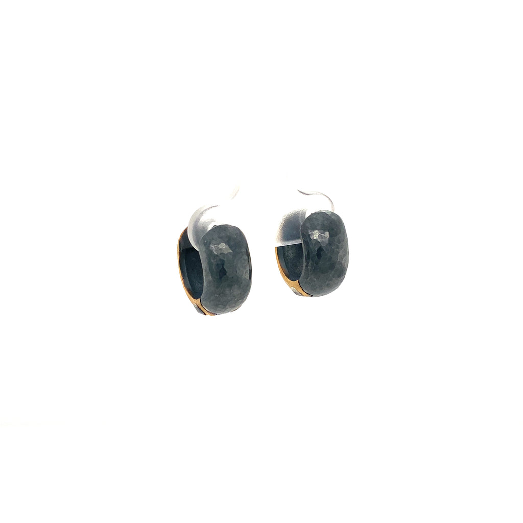 Lika Behar Pure Love Deserves Pure 24K Gold Fusion and Oxidized Silver Chunky Huggies - Image 4 of 9