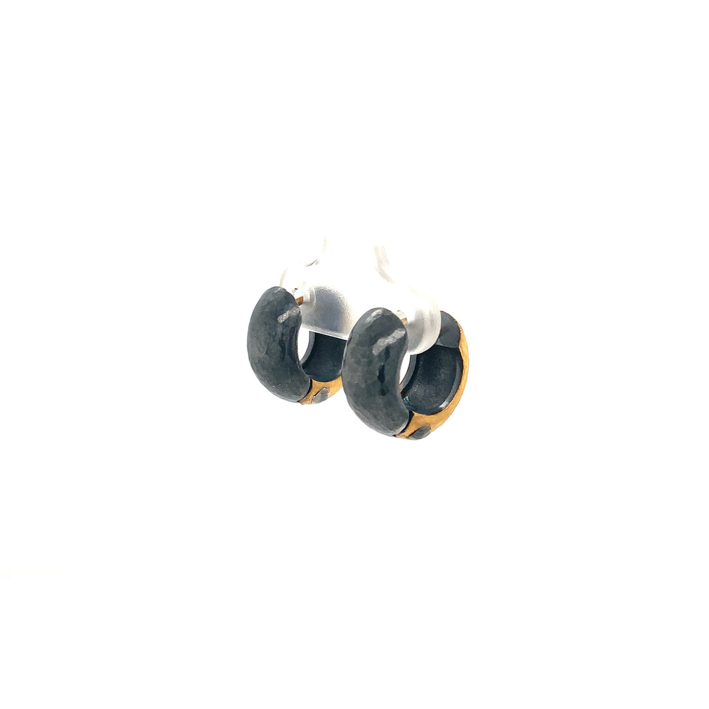 Lika Behar Pure Love Deserves Pure 24K Gold Fusion and Oxidized Silver Chunky Huggies - Image 6 of 9