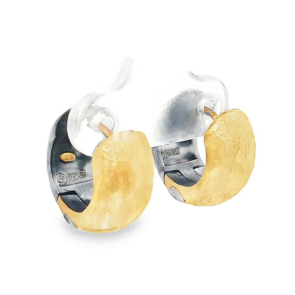 Lika Behar Pure Love Deserves Pure 24K Gold Fusion and Oxidized Silver Chunky Huggies - Image 2 of 9