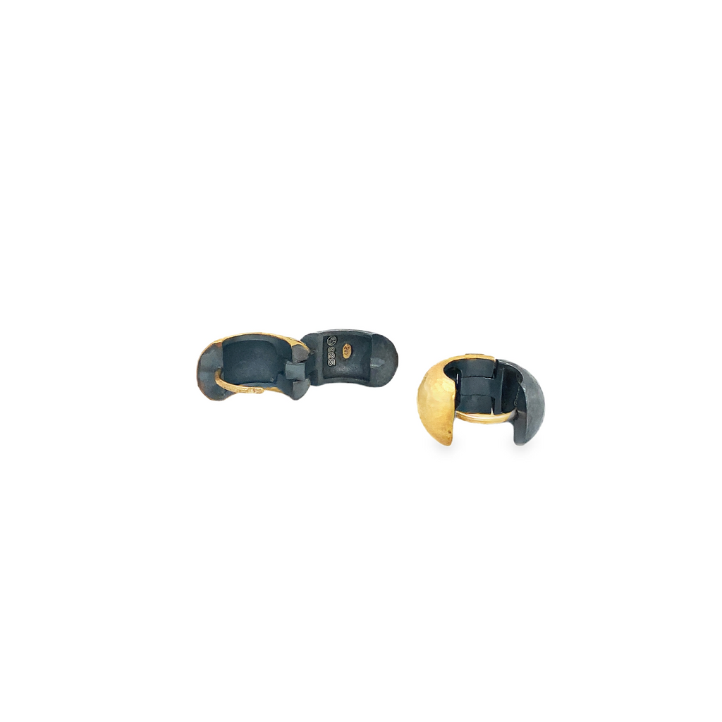 Lika Behar Pure Love Deserves Pure 24K Gold Fusion and Oxidized Silver Chunky Huggies - Image 8 of 9
