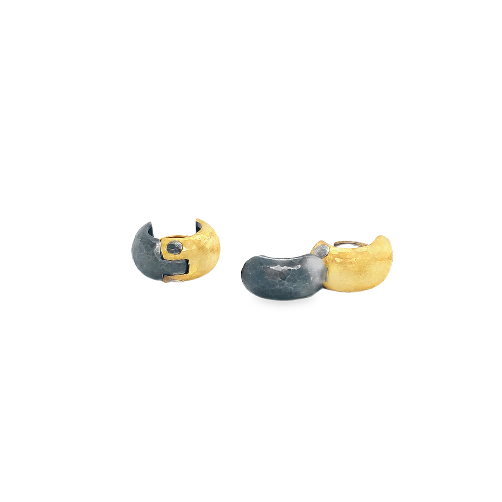 Lika Behar Pure Love Deserves Pure 24K Gold Fusion and Oxidized Silver Chunky Huggies - Image 9 of 9