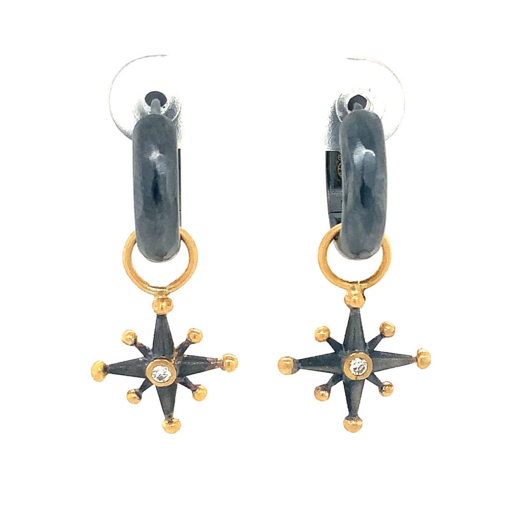 Lika Behar STARBURST Diamond Ear Charm 24K Gold and Oxidized Sterling Silver - Image 1 of 12