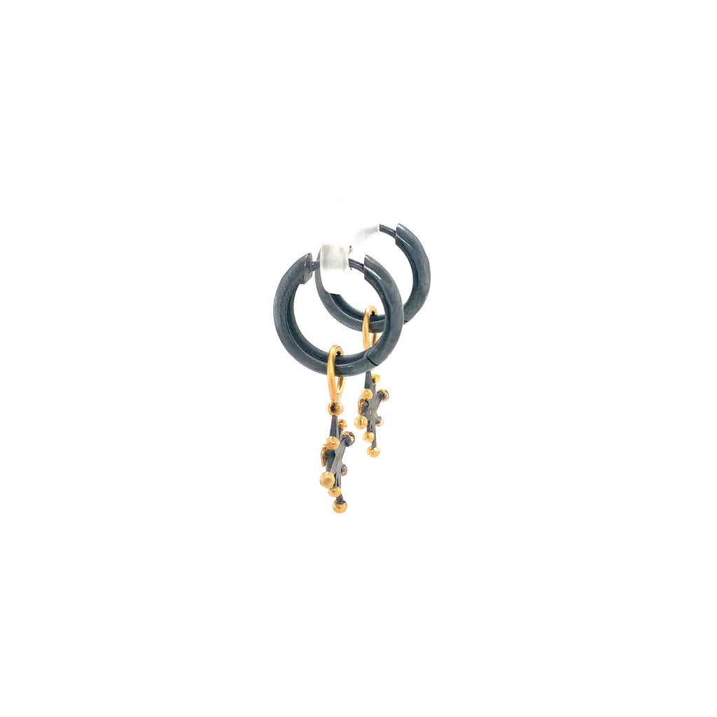 Lika Behar STARBURST Diamond Ear Charm 24K Gold and Oxidized Sterling Silver - Image 9 of 12