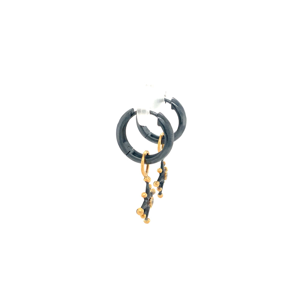 Lika Behar STARBURST Diamond Ear Charm 24K Gold and Oxidized Sterling Silver - Image 8 of 12