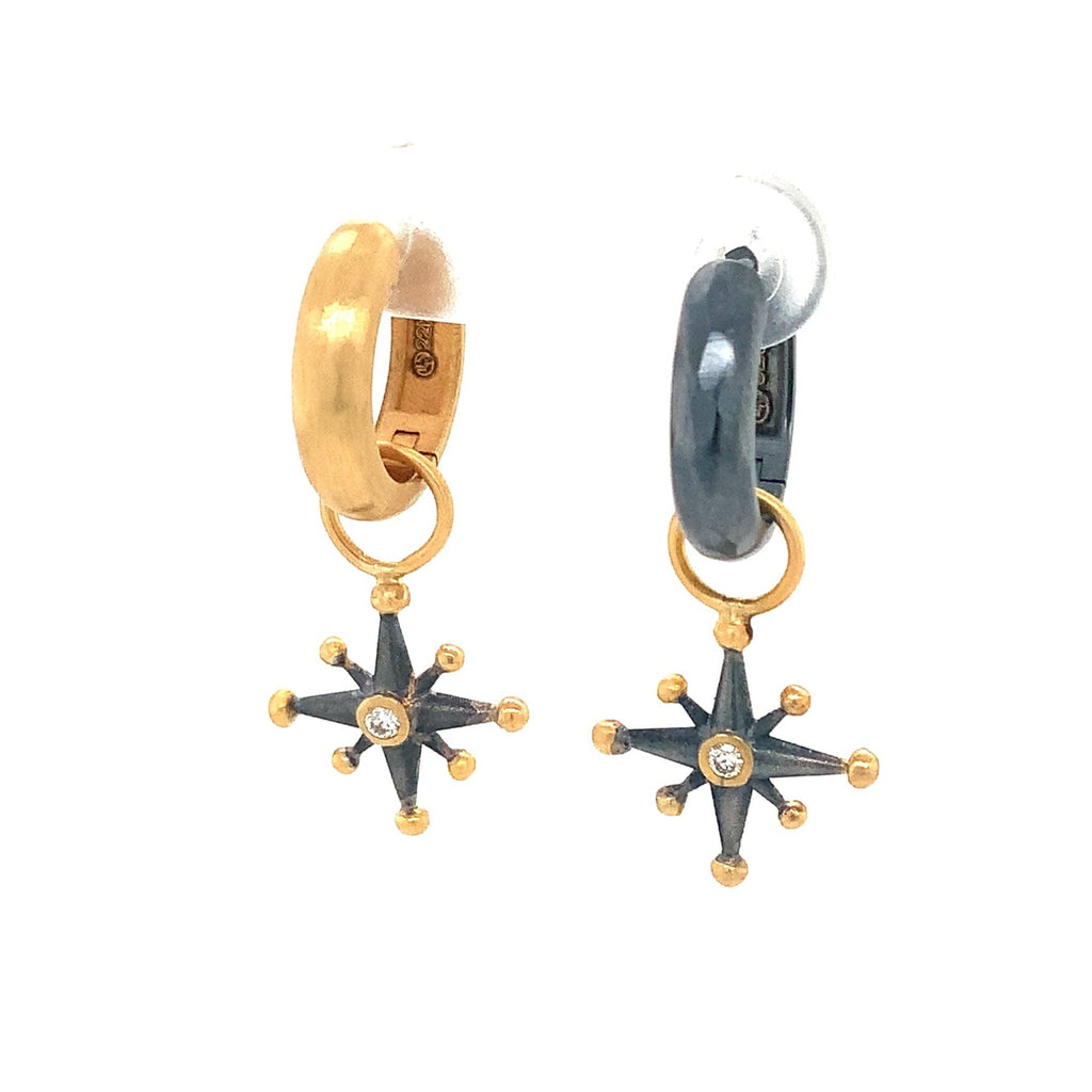 Lika Behar STARBURST Diamond Ear Charm 24K Gold and Oxidized Sterling Silver - Image 10 of 12