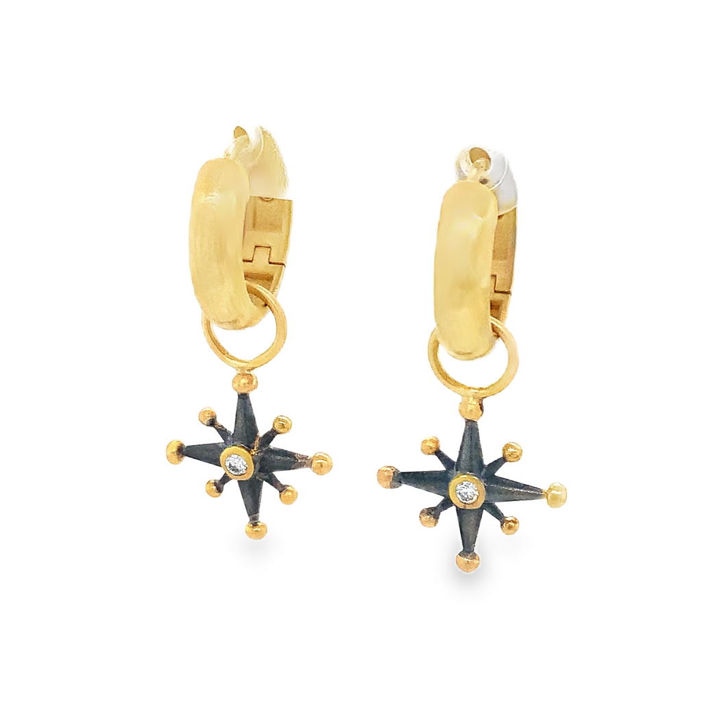 Lika Behar STARBURST Diamond Ear Charm 24K Gold and Oxidized Sterling Silver - Image 5 of 12