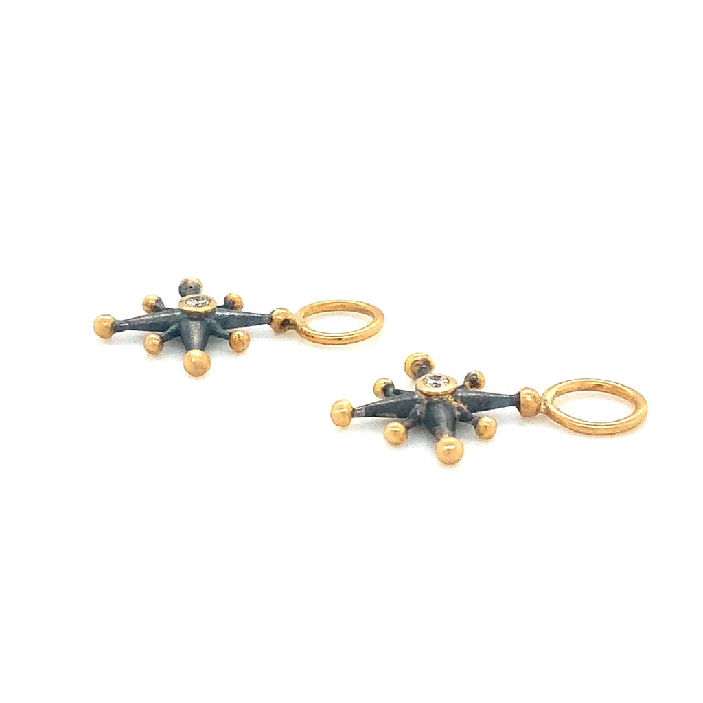 Lika Behar STARBURST Diamond Ear Charm 24K Gold and Oxidized Sterling Silver - Image 11 of 12