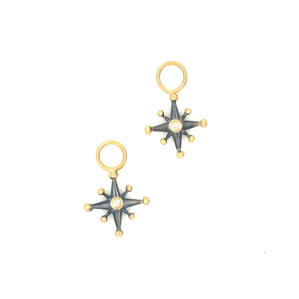 Lika Behar STARBURST Diamond Ear Charm 24K Gold and Oxidized Sterling Silver - Image 12 of 12