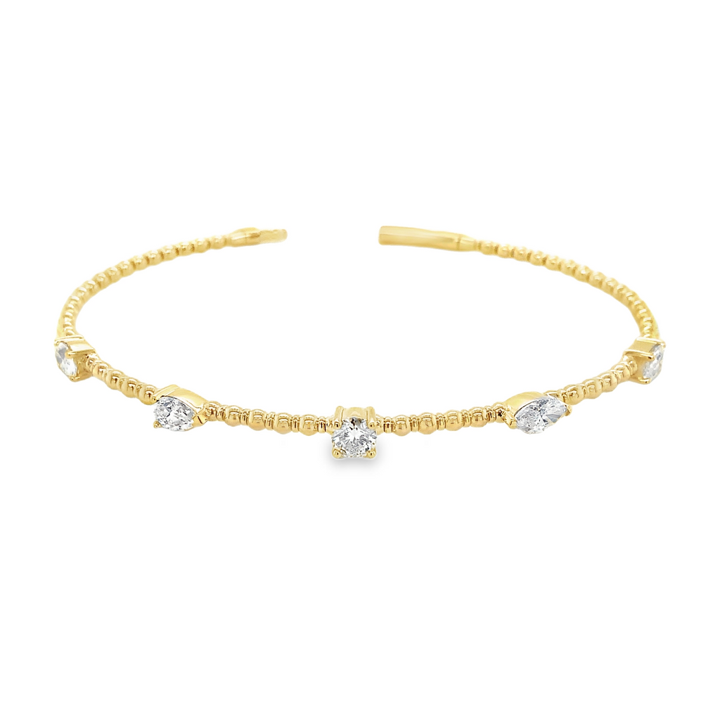 Flexi 5 stone Fancy Diamond Stackable Bracelet set in 14K Yellow Gold - Image 1 of 9