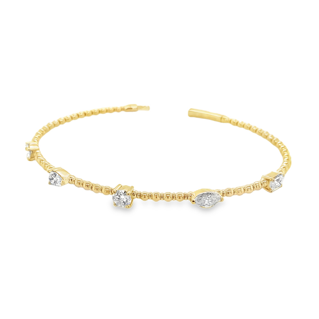Flexi 5 stone Fancy Diamond Stackable Bracelet set in 14K Yellow Gold - Image 2 of 9