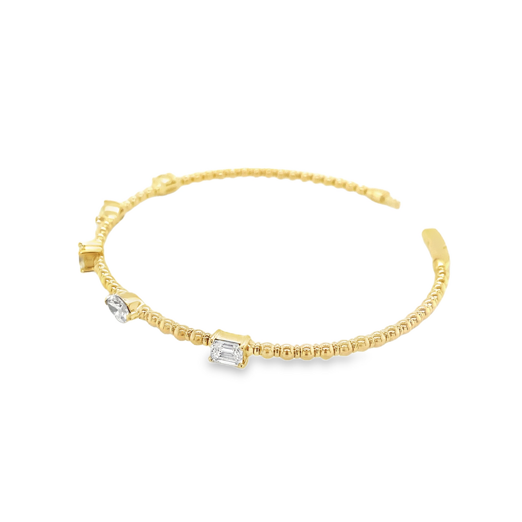 Flexi 5 stone Fancy Diamond Stackable Bracelet set in 14K Yellow Gold - Image 3 of 9