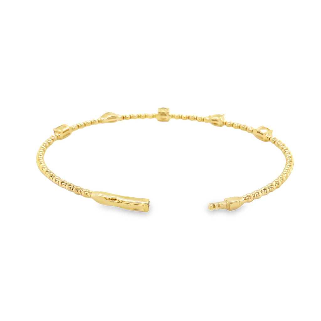 Flexi 5 stone Fancy Diamond Stackable Bracelet set in 14K Yellow Gold - Image 4 of 9