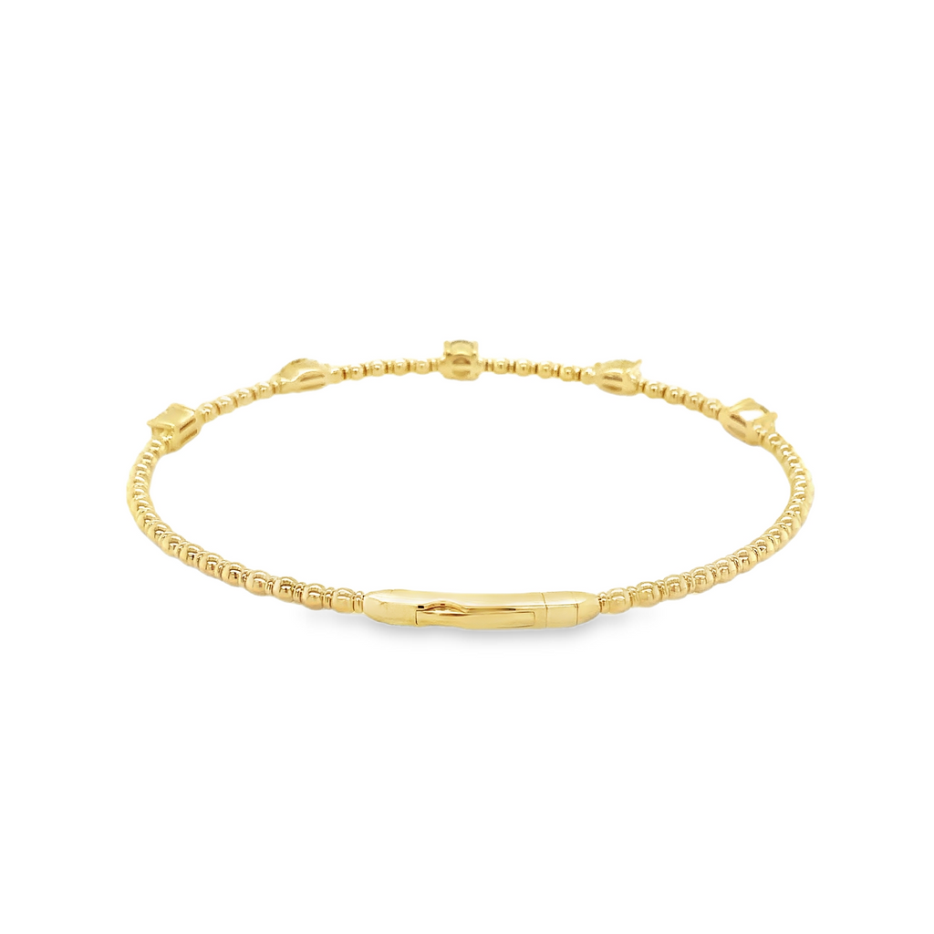 Flexi 5 stone Fancy Diamond Stackable Bracelet set in 14K Yellow Gold - Image 5 of 9