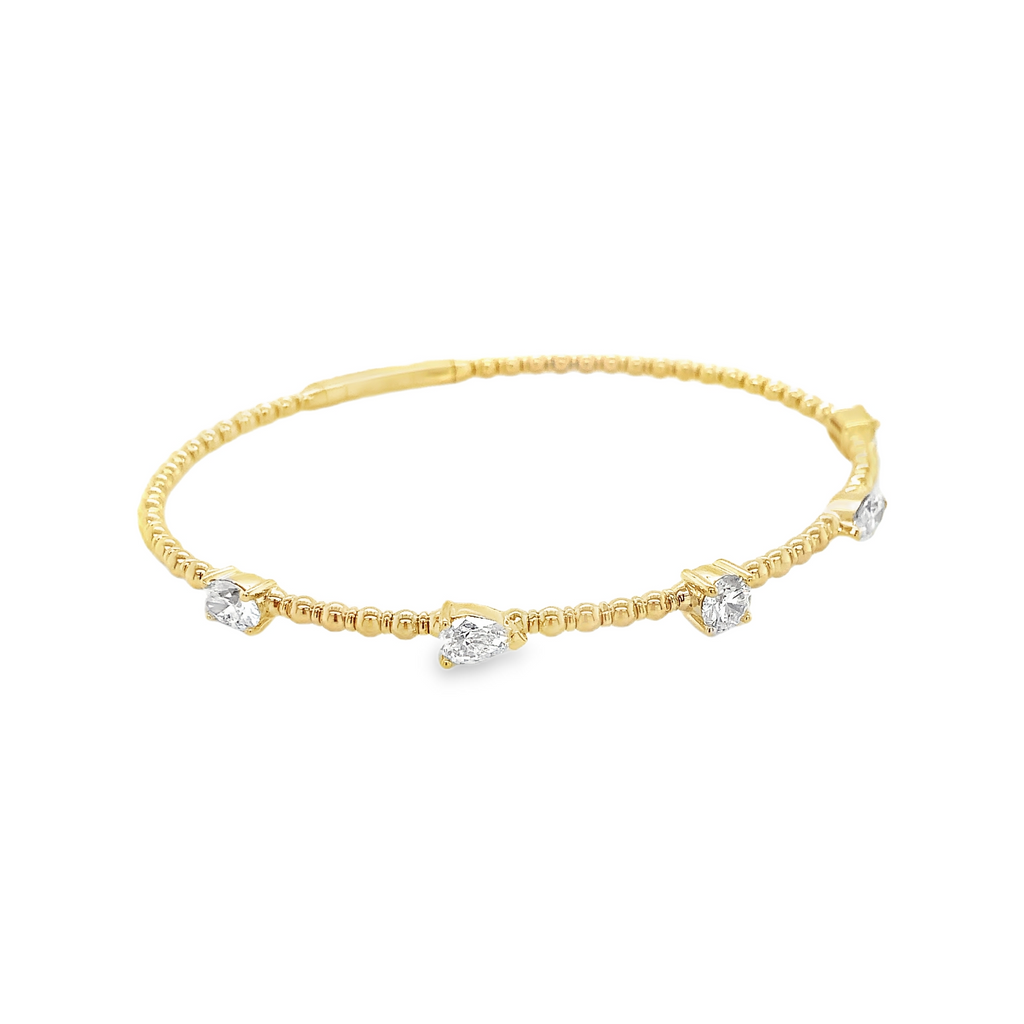 Flexi 5 stone Fancy Diamond Stackable Bracelet set in 14K Yellow Gold - Image 7 of 9