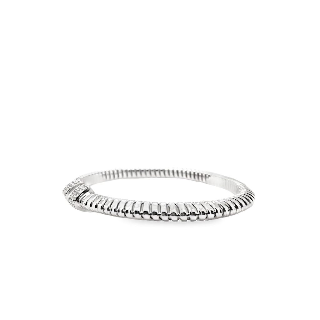 Afarin Collection Tubogas Diamond Cuff Bangle Bracelet in 18K  White Gold - Image 2 of 7