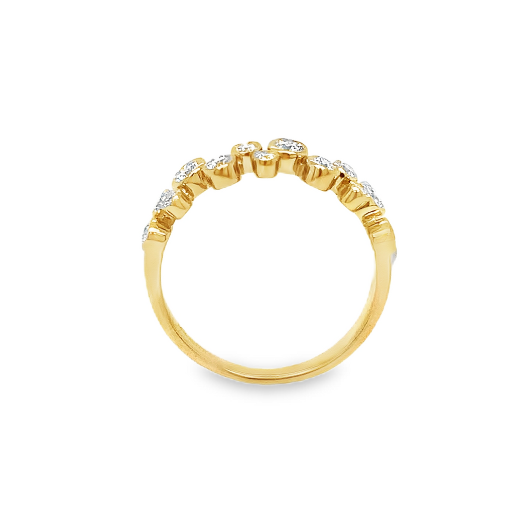 Random Bezel set Bubble Design Stackable Band with Round Brilliant Cut Diamonds 0.45 ctw 14K Yellow Gold. - Image 4 of 7