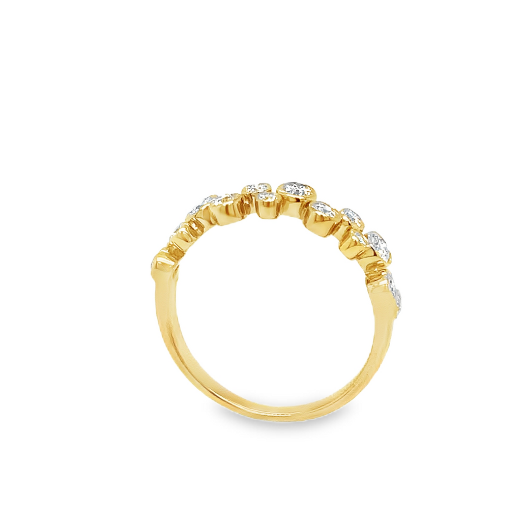 Random Bezel set Bubble Design Stackable Band with Round Brilliant Cut Diamonds 0.45 ctw 14K Yellow Gold. - Image 5 of 7