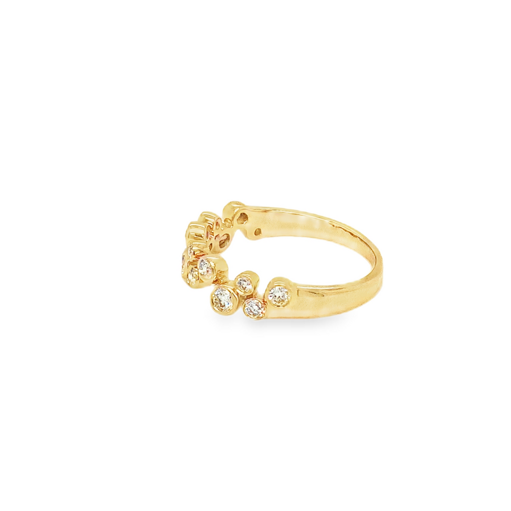 Random Bezel set Bubble Design Stackable Band with Round Brilliant Cut Diamonds 0.45 ctw 14K Yellow Gold. - Image 6 of 7