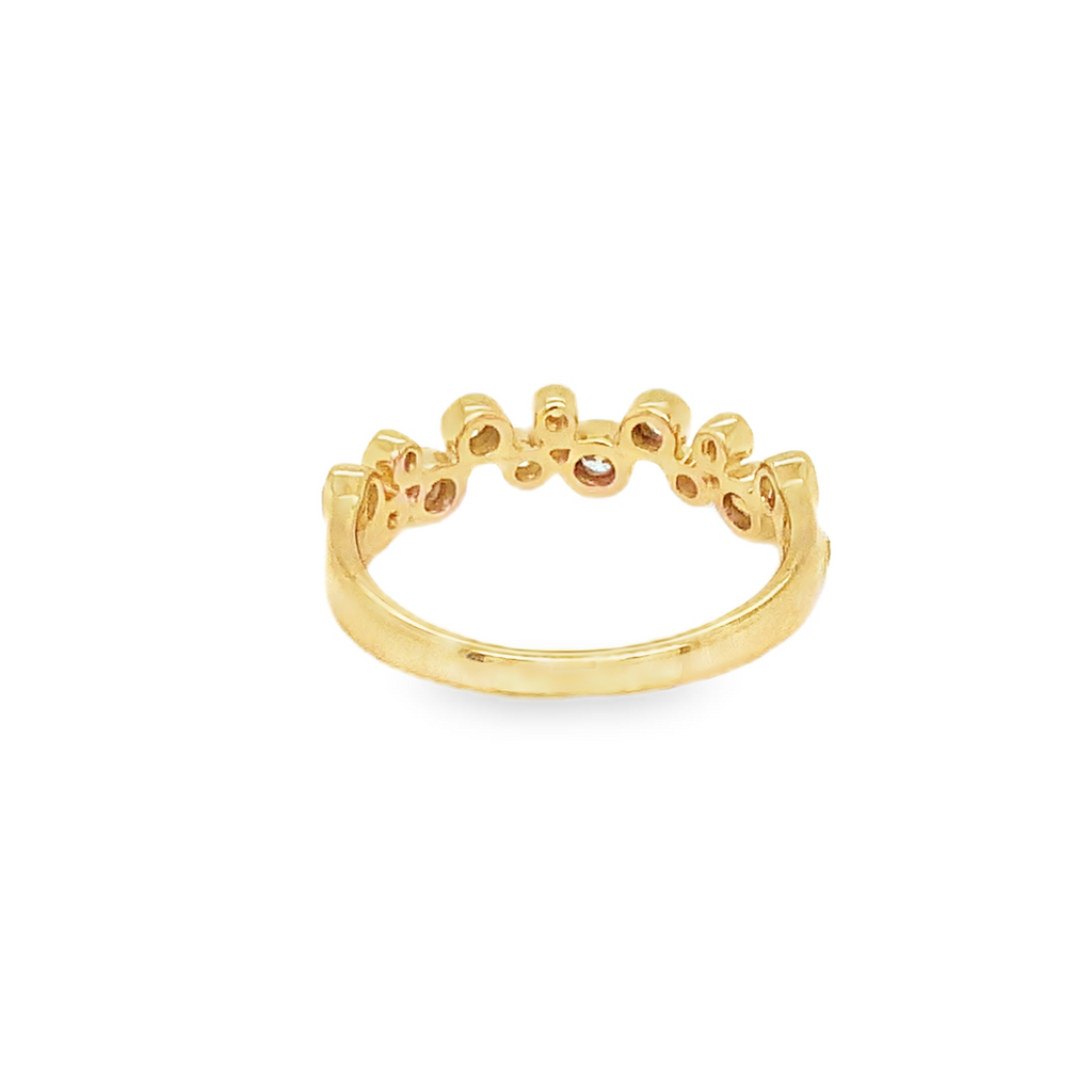 Random Bezel set Bubble Design Stackable Band with Round Brilliant Cut Diamonds 0.45 ctw 14K Yellow Gold. - Image 2 of 7