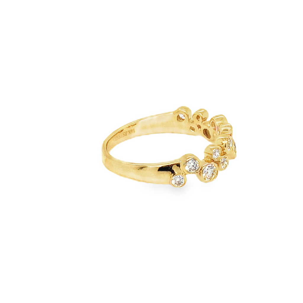 Random Bezel set Bubble Design Stackable Band with Round Brilliant Cut Diamonds 0.45 ctw 14K Yellow Gold. - Image 7 of 7